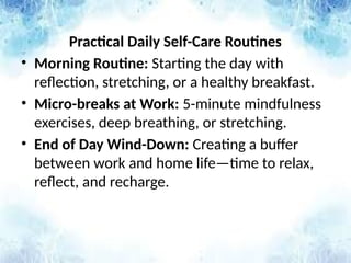 dc self care practices for healthcare professionals | PPTX