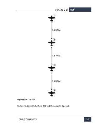 [Fw 190 D-9] DCS
EAGLE DYNAMICS 137
Figure 91: F2 Go Trail
Position may be modified within a 4000-12,000' envelope by flight lead.
 