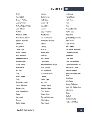 [Fw 190 D-9] DCS
EAGLE DYNAMICS 155
Groth
Ken Holbert
Gregory Prichard
Vicente Herrera
Joshua McQuinn Cook
Liam Williams
KuVaNi
Antonyuk Dmitry
Jean Charles Baudry
Bernard McDavitt
Emil Novák
315_Piotras
Daniel Groll
Martin Seiffarth
Ross Hamilton
Alexandre Jacquin
William Stover
Huber Werner
Arnel Hadzic
Koz Myk
Greg
Trevor Abney
Chris
Torben Porsgaard
Mircea Schneider
Jordan Moss
Keijo Ruotsalainen
Caldur
thom burt
German
Carlos Siordia
jrbatche
Carlos Ferrer
NoOneNew
andrey112
Steve Boyd
Lhowon
craig sweetman
Alex Murphy
Ian Rademacher
Jeremy David Keelin
sotosev
Geofray
ADRIAN
Joona Järviö
Silverado
Neil Gardner
Louie Hallie
Jonas Weselake-George
Scott Kullberg
Bryce Johnson
Przemek Ptasznik
_Shkval_
Miguel Coca
Ján Pitor
Leonard Burns
Jonathan Howe
Peter Jensen
Teodor Frost
Tommy Pettersson
Alberto Loro
Ross Francis
renderstop
Marco Mossa
Mark Tuma
Marc
Apex
Aivaras Staniulis
martin costa
Aidan Jabs
gunter113@yandex.ru
Mitja Virant
Scott Daniels
P A KAFKAS
Jani Petteri Hyvärinen
Christian Schwarz
Paul Haase
Chris Miller
Teun van Dingenen
Edward Billington-Cliff
Brendon McCarron
Mathias Munkelt
Jorge Manuel Caravaca
Vidal
KosiMazaki
Kyle Fulton
Jacobo Rodriguez
Niels Hille Ris Lambers
felix heine
Bloom
SlipBall
Knut Erik Holte
Matthew Wohlford
 
