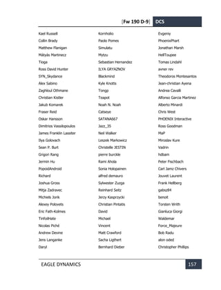 [Fw 190 D-9] DCS
EAGLE DYNAMICS 157
Kael Russell
Collin Brady
Matthew Flanigan
Mátyás Martinecz
Tioga
Ross David Hunter
SYN_Skydance
Alex Sabino
Zaghloul Othmane
Christian Kistler
Jakub Komarek
Fraser Reid
Oskar Hansson
Dimitrios Vassilopoulos
James Franklin Lassiter
Ilya Golovach
Sean P. Burt
Grigori Rang
Jermin Hu
PopoidAndroid
Richard
Joshua Gross
Mitja Zadravec
Michiels Jorik
Alexey Polovets
Eric Fath-Kolmes
TinfoilHate
Nicolas Piché
Andrew Devine
Jens Langanke
Daryl
Kornholio
Paolo Pomes
Simulatu
Mytzu
Sebastian Hernandez
ILYA GRYAZNOV
Blackmind
Kyle Knotts
Tongp
Teapot
Noah N. Noah
Catseye
SATANA667
Jazz_35
Neil Walker
Leszek Markowicz
Christelle JESTIN
pierre burckle
Rami Ahola
Sonia Holopainen
alfred demauro
Sylwester Zuzga
Reinhard Seitz
Jerzy Kasprzycki
Christian Pintatis
David
Michael
Vincent
Matt Crawford
Sacha Ligthert
Bernhard Dieber
Evgeniy
PhoenixPhart
Jonathan Marsh
HellToupee
Tomas Lindahl
avner rev
Theodoros Montesantos
Jean-christian Ayena
Andrea Cavalli
Alfonso Garcia Martinez
Alberto Minardi
Chris West
PHOENIX Interactive
Ross Goodman
MaP
Miroslav Kure
Vadrin
hdbam
Peter Fischbach
Carl Jamz Chivers
Jouvet Laurent
Frank Hellberg
gabsz84
benoit
Torsten Writh
Gianluca Giorgi
Waldemar
Force_Majeure
Bob Radu
alon oded
Christopher Phillips
 