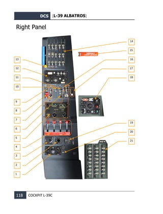DCS [L-39 ALBATROS]
118 COCKPIT L-39С
Right Panel
1
2
3
12
13
14
15
16
18
19
20
21
17
5
6
7
8
9
10
11
4
 