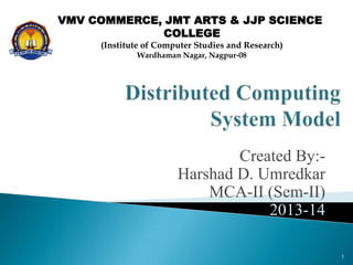 VMV COMMERCE, JMT ARTS & JJP SCIENCE
COLLEGE
(Institute of Computer Studies and Research)
Wardhaman Nagar, Nagpur-08

Created By:Harshad D. Umredkar
MCA-II (Sem-II)
2013-14
1

 