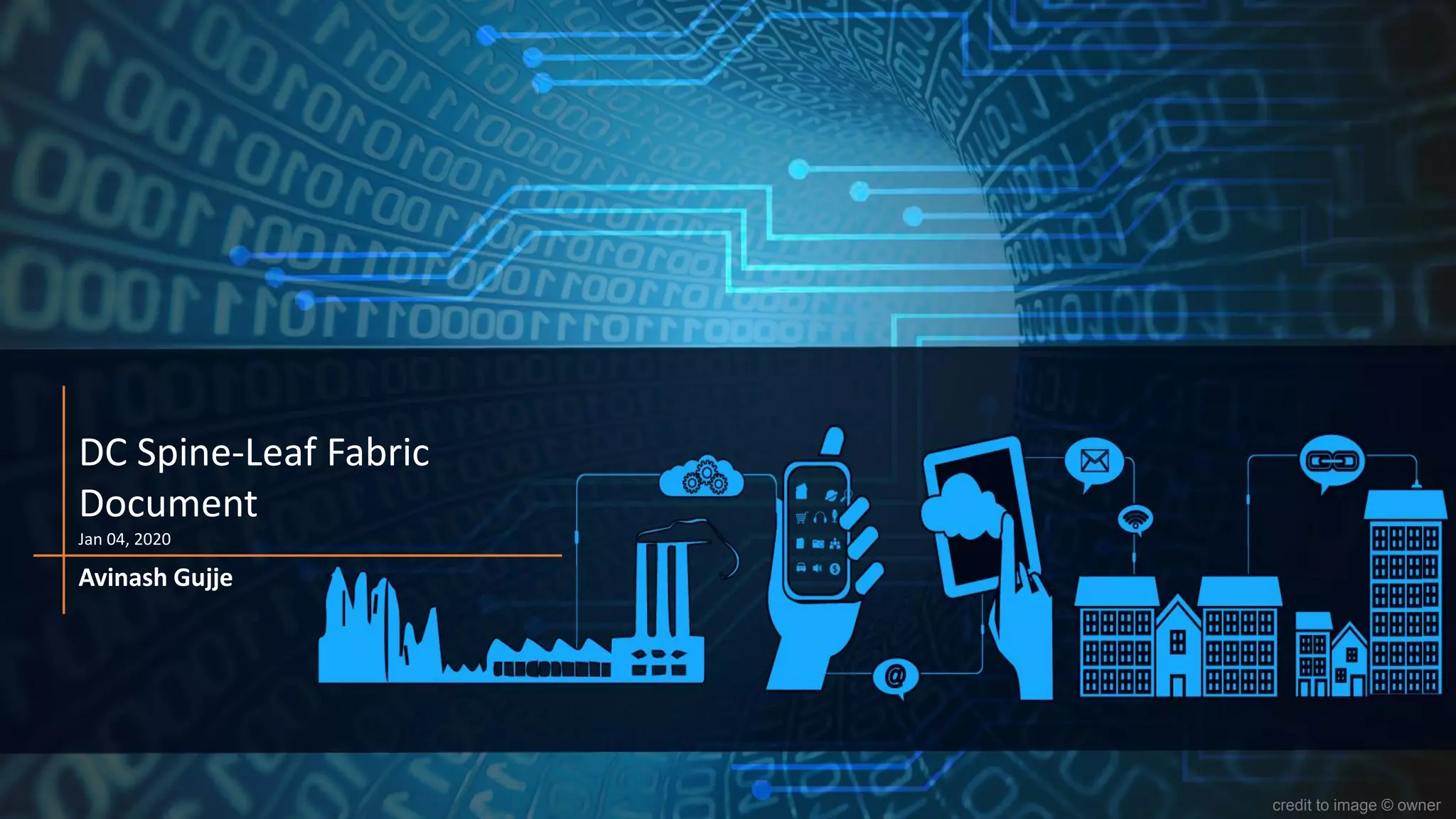 1/18/2020 © Avinash Gujje - Confidential 1
Spine and Leaf LLD Document
Jan 1st 2020
Avinash Gujje
credit to image © owner
DC Spine-Leaf Fabric
Document
Jan 04, 2020
Avinash Gujje
 