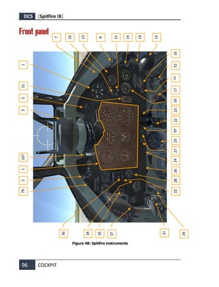 DCS [Spitfire IX]
96 COCKPIT
Front panel
Figure 48: Spitfire instruments
1
36
35
34
13
7
8
11
14
19
15
16
31
29
167
3
2
79
5
1
10
161
52
17
23
97
27
24
26
33
28
18
21
22
25
8
37
 