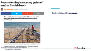 excella.com | @excellaco
Culture is hard to measure.
http://metro.co.uk/2011/10/12/researchers-begin-counting-grains-of-sa...