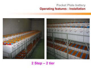 Pocket Plate battery
Operating features : Installation
2 Step – 2 tier
 