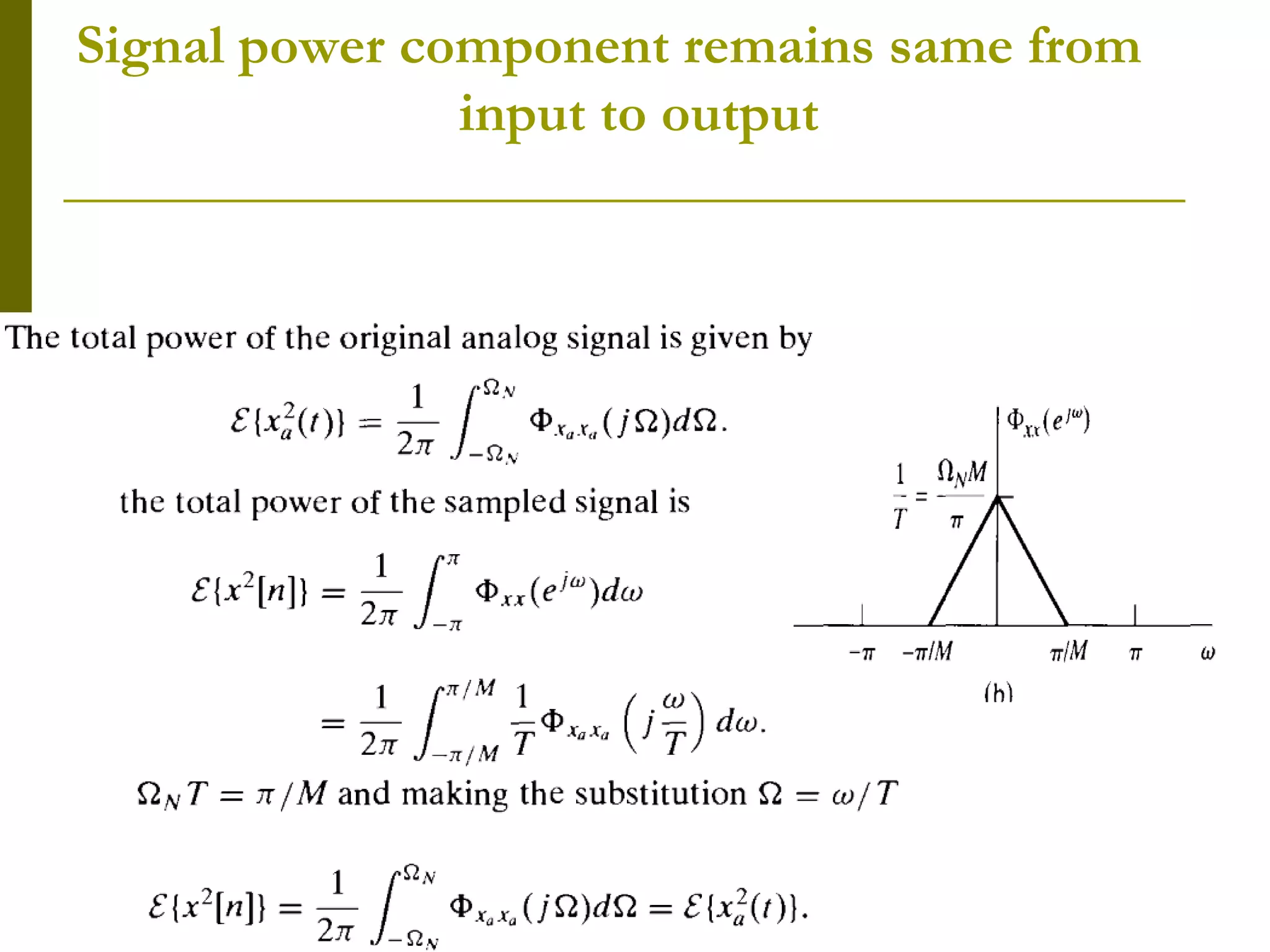 Signal power component remains same from   input to output 