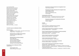 38
Conselho Superior do Ministério Público
	
Membros Natos
	 Presidente: Lio Marcos Marin - Procurador-Geral de Justiça
	 Gladys Afonso - Corregedora-Geral
	 Representantes do Colégio de Procuradores
	 Humberto Francisco Scharf Vieira
	 Jacson Corrêa
	
	 Representantes da Primeira Instância
	 Pedro Sérgio Steil
	 Antenor Chinato Ribeiro
	 Narcísio Geraldino Rodrigues
	 Vera Lúcia Ferreira Copetti
	 Paulo Cezar Ramos de Oliveira
	 Secretário: Cid Luiz Ribeiro Schmitz
Corregedora-Geral do Ministério Público
Gladys Afonso
	
	 Subcorregedor-Geral
	 Newton Henrique Trennepohl
	 Promotora de Justiça Secretária da Corregedoria-Geral
	 Thais Cristina Scheffer
	 Promotores de Justiça Assessores do Corregedor-Geral
	 Amélia Regina da Silva
	 Rafael de Moraes Lima
	 Wilson Paulo Mendonça Neto
	 Alan Boettger
Coordenadoria de Recursos
Aurino Alves de Souza - Coordenador-Geral da área criminal
Fábio de Souza Trajano - Coordenador-Geral da área cível
	 Promotores Assessores do Coordenador de Recursos
	 Marcelo Gomes Silva
	 Gustavo Wiggers
Ouvidor
Guido Feuser
Centro de Estudos e Aperfeiçoamento Funcional
Helen Crystine Corrêa Sanches - Diretora
Centro de Apoio Operacional da Cidadania e Fundações
Luis Suzin Marini Júnior - Coordenador
Centro de Apoio Operacional do Controle de Constitucionalidade
Walkyria Ruicir Danielski - Coordenadora-Geral
Maury Roberto Viviani - Coordenador
Centro de Apoio Operacional do Consumidor
Marcelo de Tarso Zanellato - Coordenador
Centro de Apoio Operacional Criminal
Onofre José Carvalho Agostini - Coordenador
Centro de Apoio Operacional da Infância e Juventude
Priscilla Linhares Albino - Coordenadora
Centro de Apoio Operacional de Informações e Pesquisas
Odil José Cota - Coordenador-Geral
Adalberto Exterkötter - Coordenador de Inteligência e Dados Estruturados
Alexandre Reynaldo de Oliveira Graziotin - Coordenador de Contra-Inteligência
e Segurança Institucional
Alexandre Reynaldo de Oliveira Graziotin - Coordenador do GAECO da Capital
Lenir Roslindo Piffer
Paulo Cezar Ramos de Oliveira
Ricardo Francisco da Silveira
Gercino Gerson Gomes Neto
Francisco Bissoli Filho
Newton Henrique Trennepohl
Heloísa Crescenti Abdalla Freire
Fábio de Souza Trajano
Norival Acácio Engel
Carlos Eduardo Abreu Sá Fortes
Ivens José Thives de Carvalho
Walkyria Ruicir Danielski
Alexandre Herculano Abreu
Durval da Silva Amorim
Ernani Guetten de Almeida
Vânio Martins de Faria
Américo Bigaton
Eliana Volcato Nunes
Sandro José Neis
Mário Luiz de Melo - Secretário
 