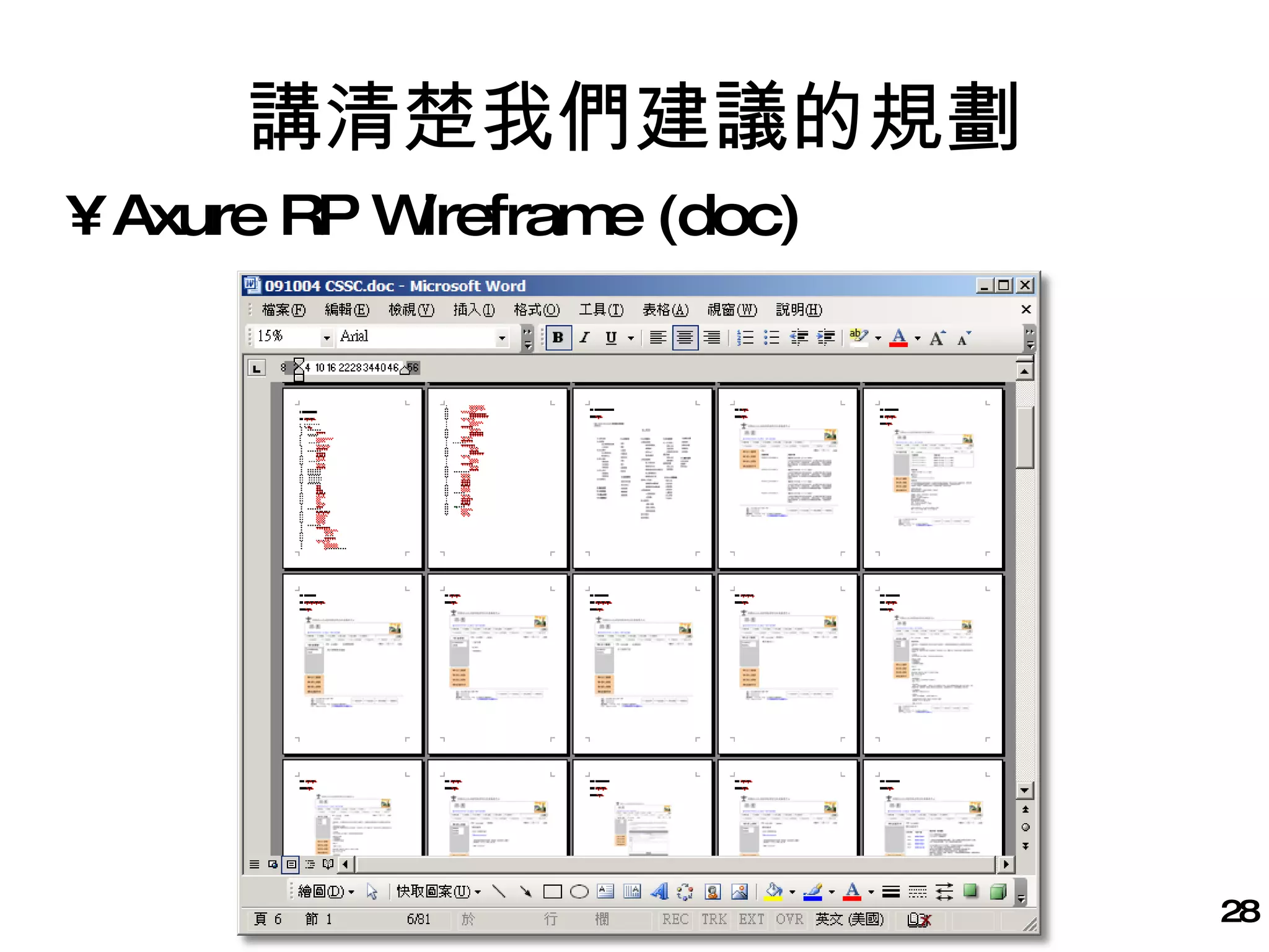 講清楚我們建議的規劃 Axure RP Wireframe (doc) 