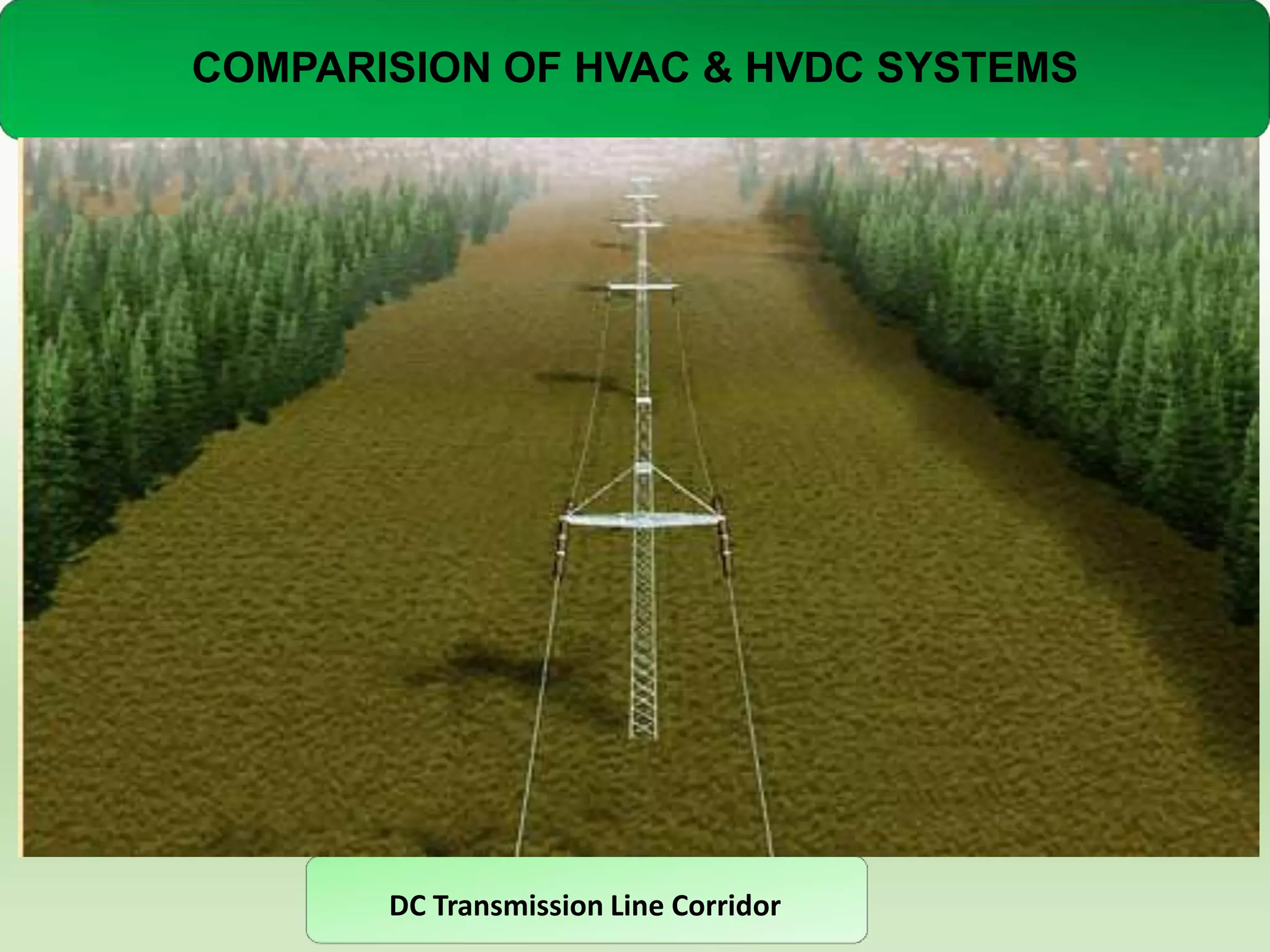 COMPARISION OF HVAC & HVDC SYSTEMS

DC Transmission Line Corridor

 