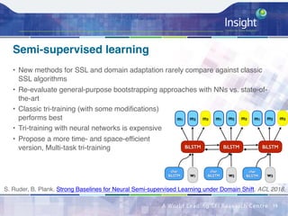 Semi-supervised learning
• New methods for SSL and domain adaptation rarely compare against classic
SSL algorithms
• Re-ev...