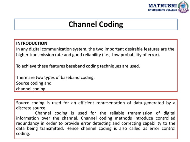 UNIT-3 : CHANNEL CODING | PPT