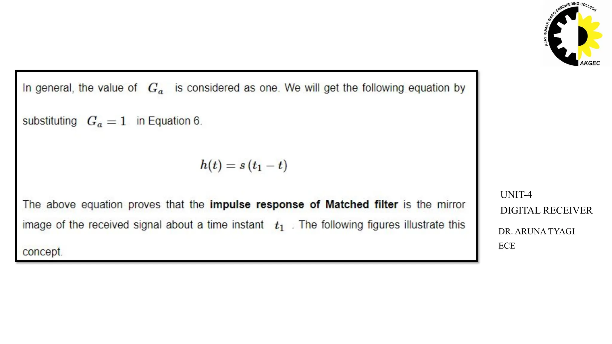 DR. ARUNA TYAGI
ECE
UNIT-4
DIGITAL RECEIVER
 