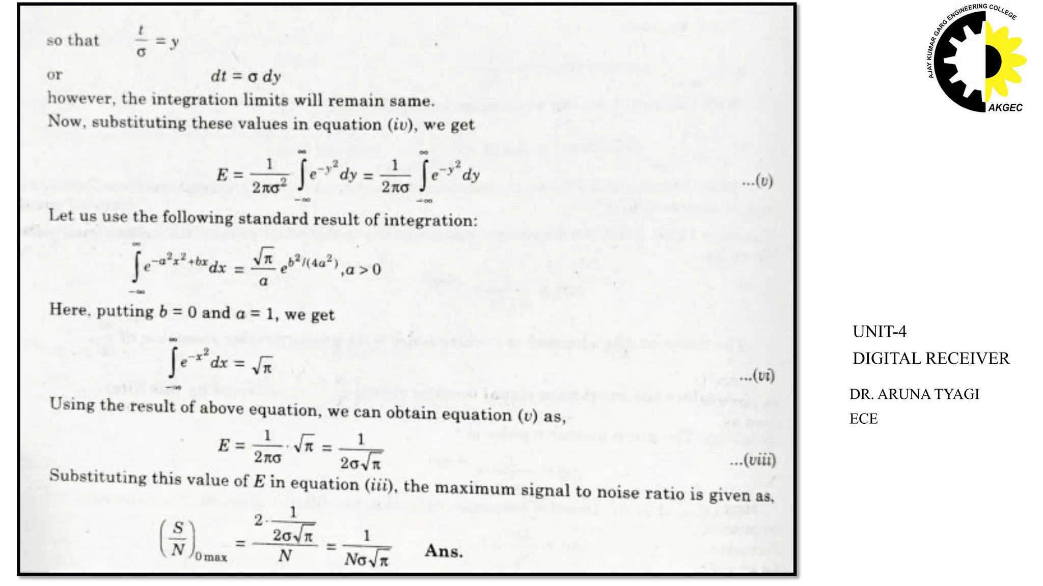 DR. ARUNA TYAGI
ECE
UNIT-4
DIGITAL RECEIVER
 