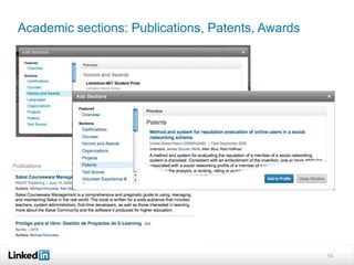 Academic sections: Publications, Patents, Awards
14
 