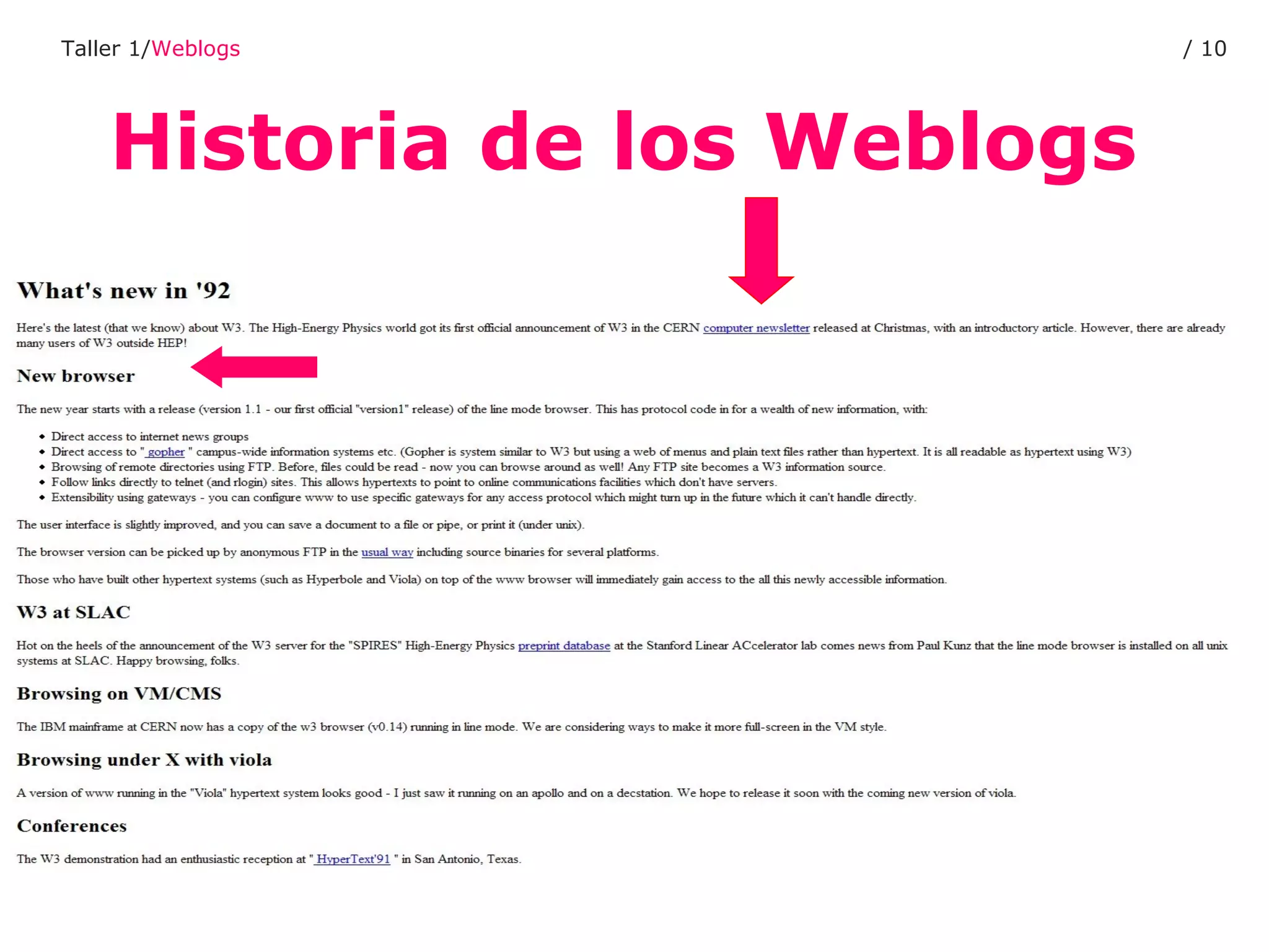 Historia de los Weblogs Taller 1/ Weblogs /  