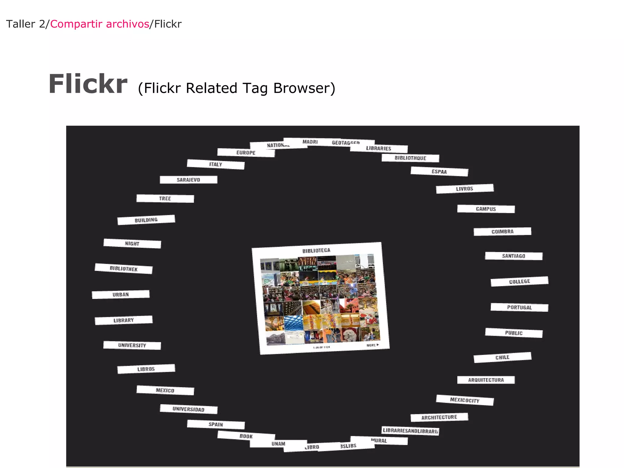 Taller 2/ Compartir archivos /Flickr Flickr   (Flickr Related Tag Browser) 