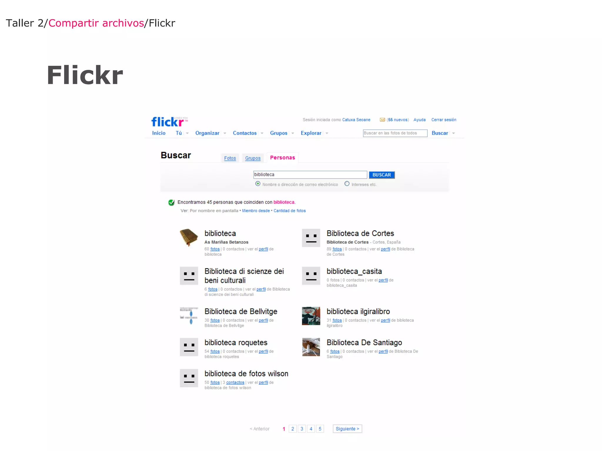 Taller 2/ Compartir archivos /Flickr Flickr 