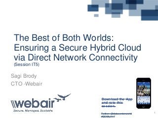 Twitter: @datacenterworld
#DCWLA17
1
The Best of Both Worlds:
Ensuring a Secure Hybrid Cloud
via Direct Network Connectivity
(Session IT5)
Sagi Brody
CTO -Webair
Download the App
and rate this
session.
 