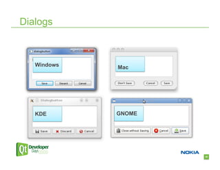 Dialogs



   Windows   Mac




   KDE       GNOME




                     26
 