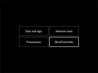 Data and logic   Selection state


Presentation     QListController
 