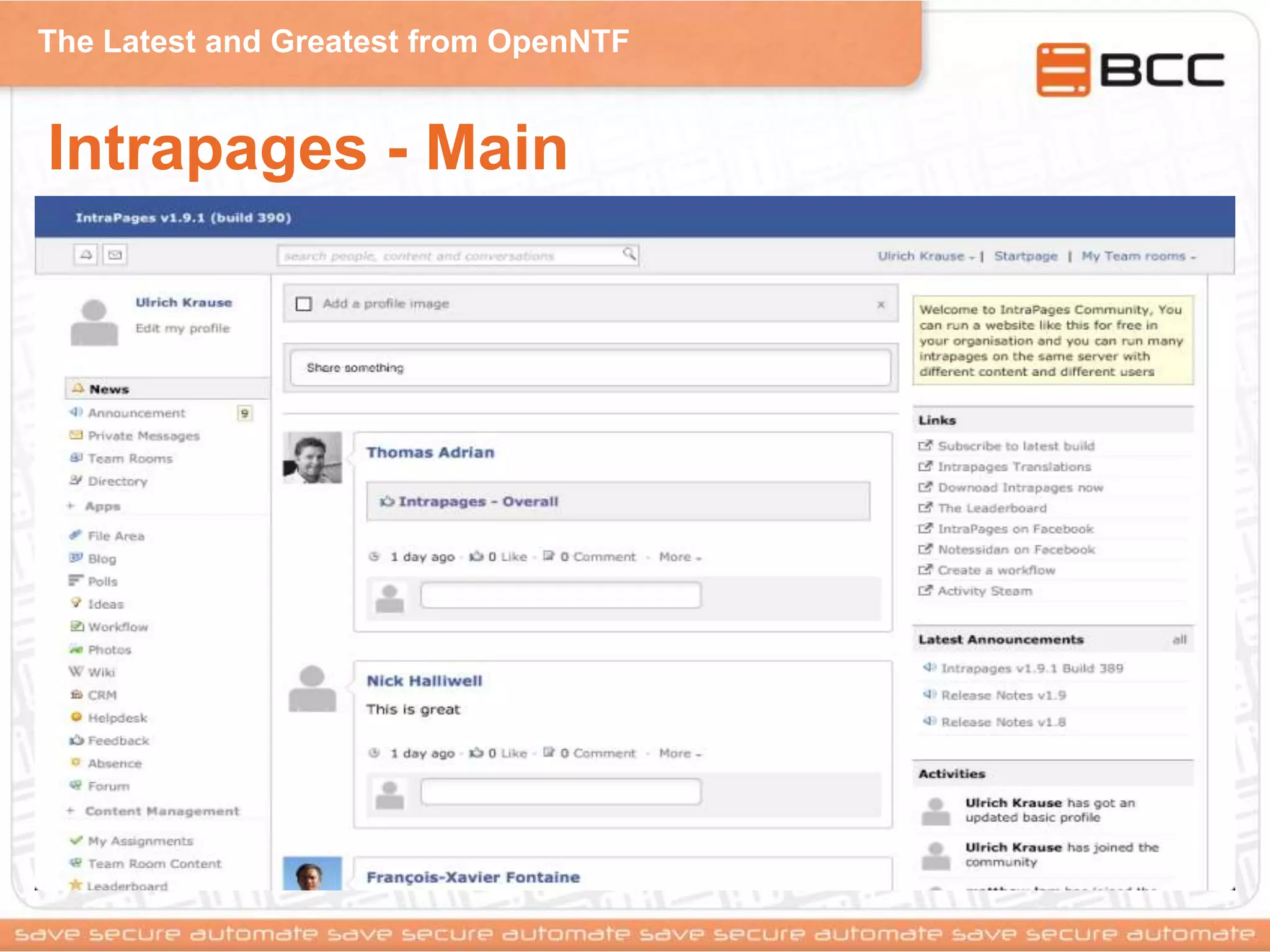 The Latest and Greatest from OpenNTF
Intrapages - Main
 