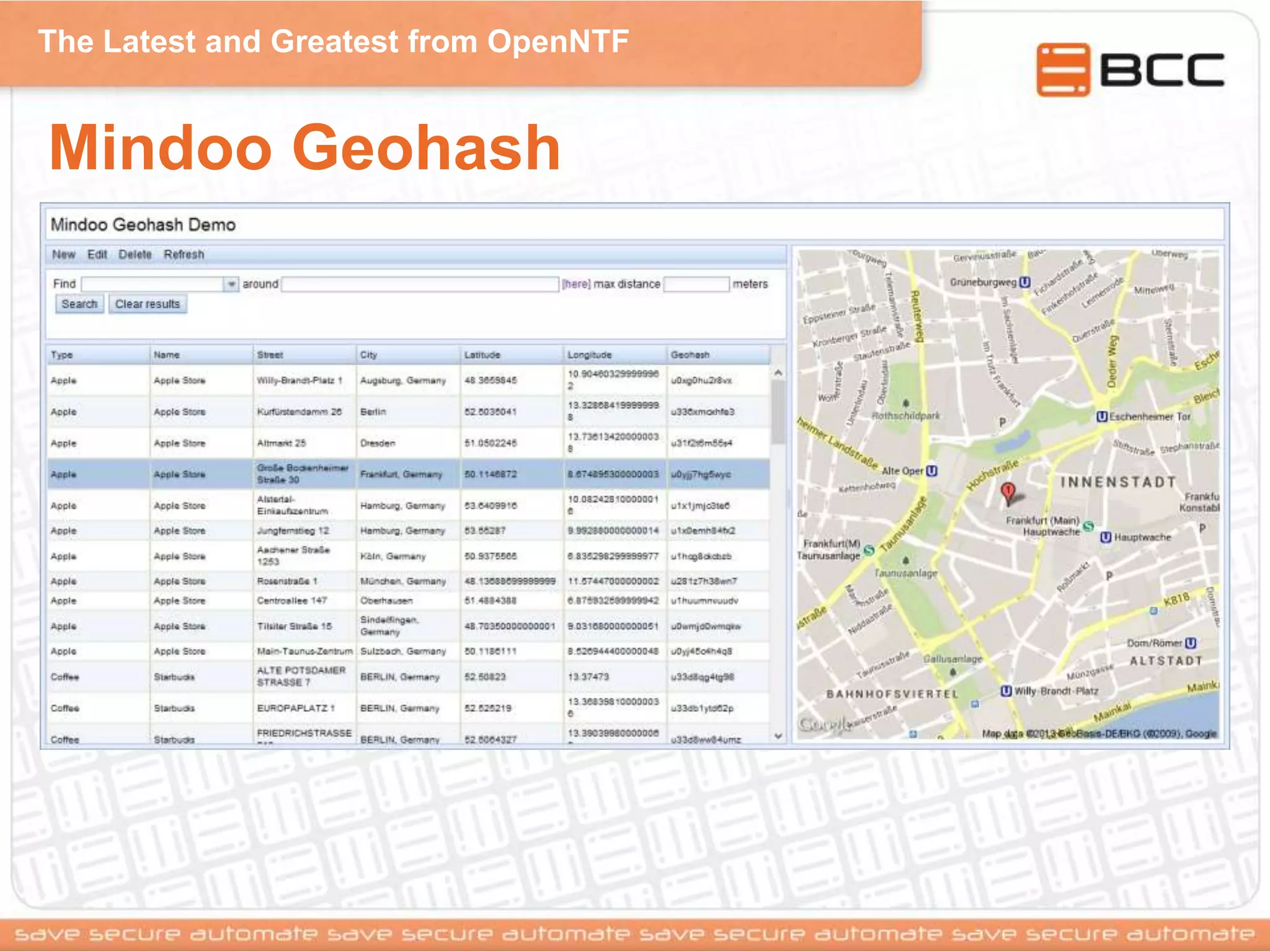 The Latest and Greatest from OpenNTF
Mindoo Geohash
 