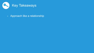 - Approach like a relationship
- Build your online persona
Key Takeaways
 