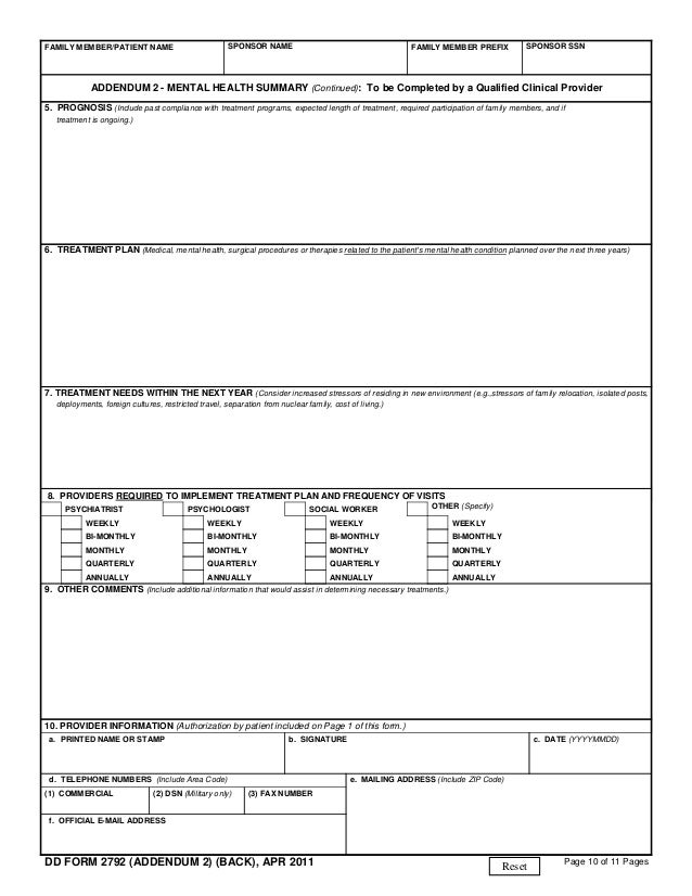 DD FORM 2792 DD FORM 2792