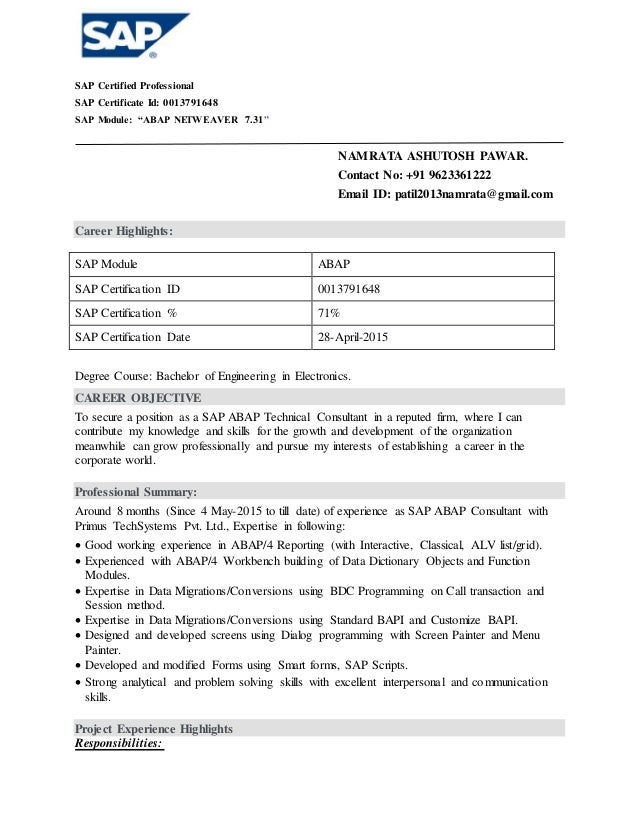 Resume Namrata Pawar