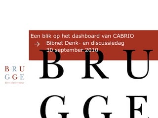 Een blik op het dashboard van CABRIO  Bibnet   Denk- en discussiedag  30 september 2010 