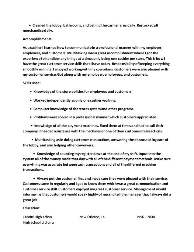 accomplishment resume
