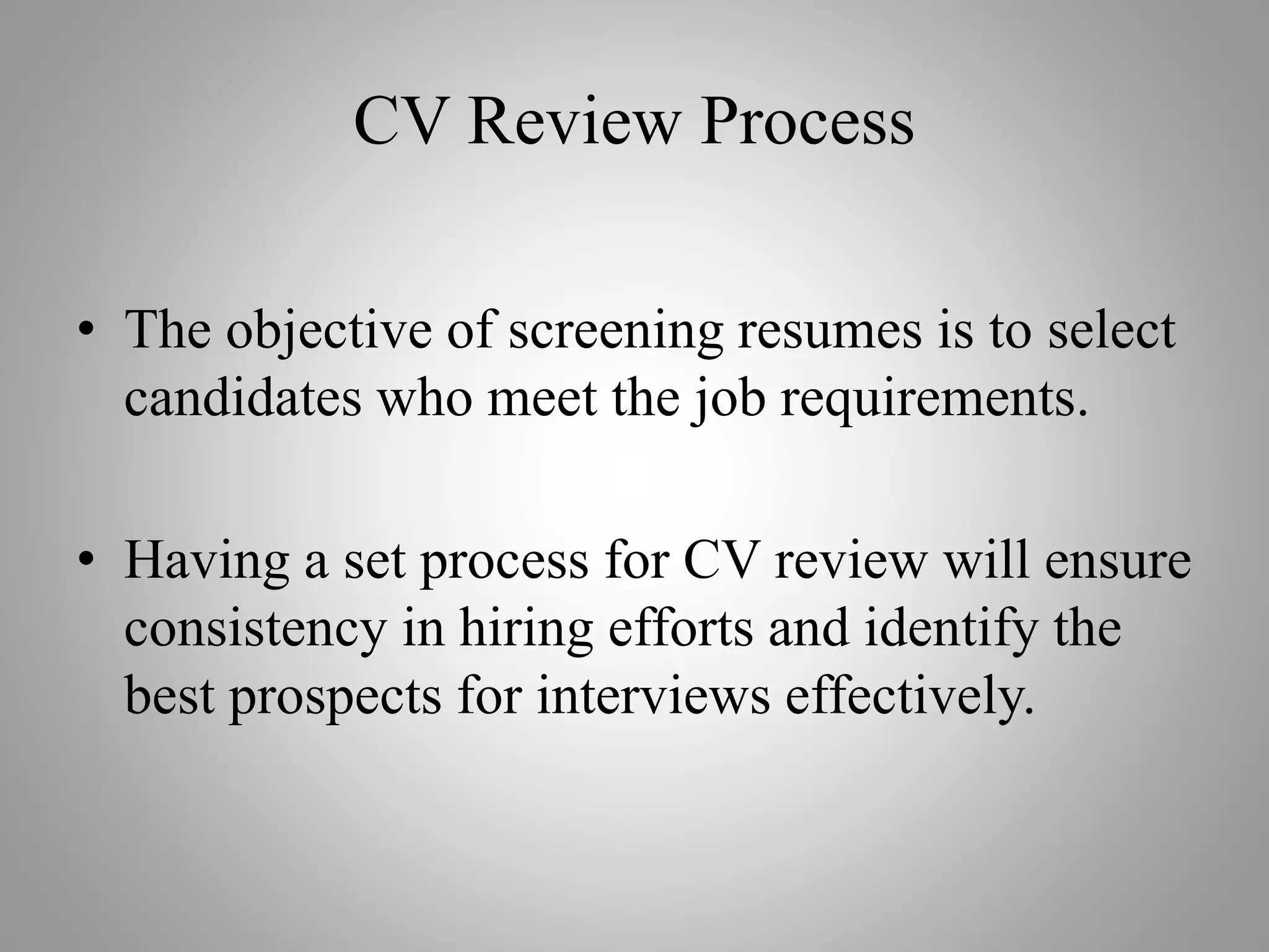 Reviewing a cv | PPTX