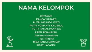 OKTASARI
PANCA YULIARTI
PUTRI MELINDA WATI
PUTRI NOVIANTY KHUSNUL
PUTRI RAMAS PANNIDA
RAFFI RDIANSYAH
REFINA MAHARANI
REGI TRISNA
RIDA RANA HARAHAP
RIFATH AFANDI
NAMA KELOMPOK
 