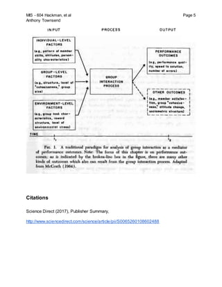 MIS - 604 Hackman, et al Page 5
Anthony Townsend
Citations
Science Direct (2017), Publisher Summary,
http://www.sciencedirect.com/science/article/pii/S0065260108602488
 