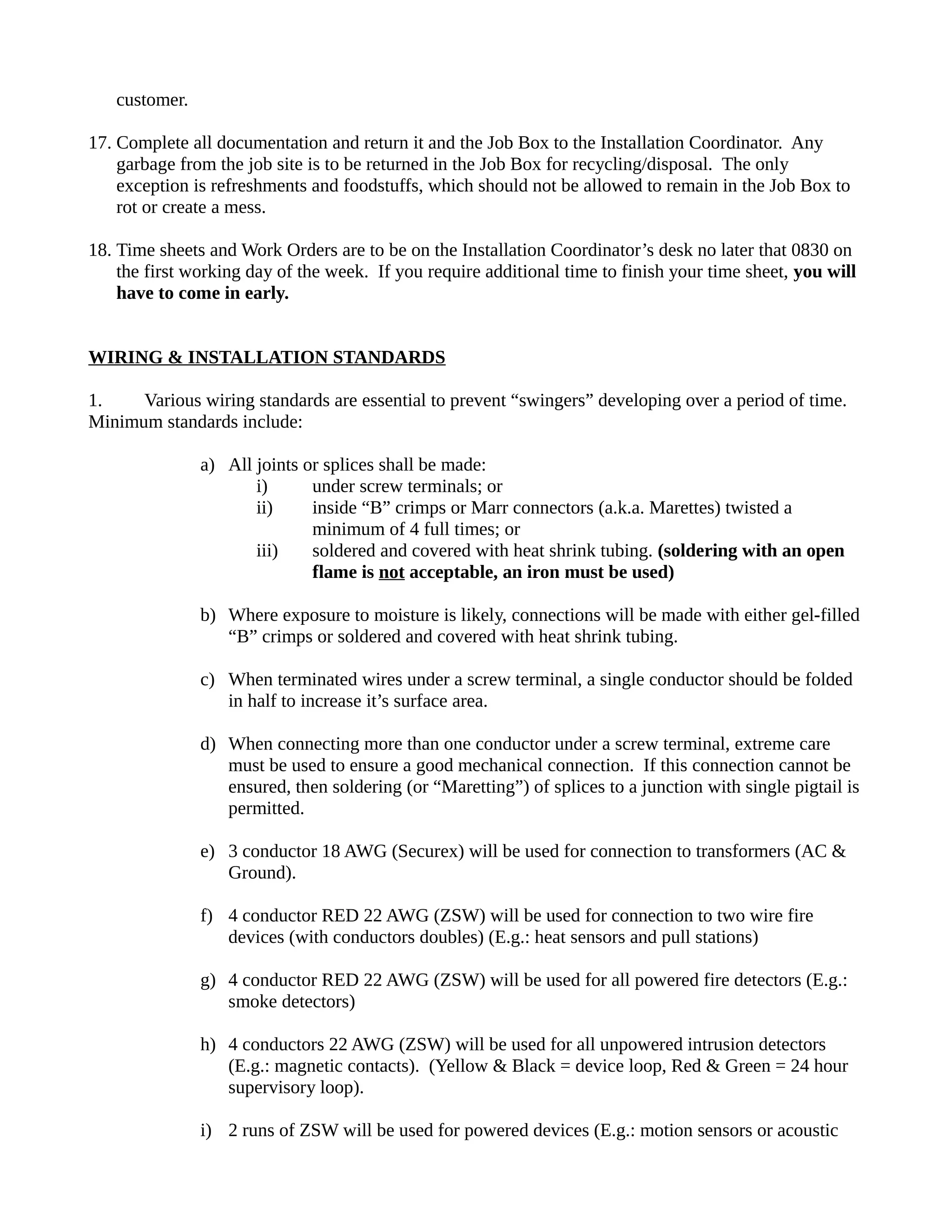Residential Install Standards | ODT