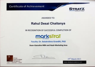 Markstrat Certificate