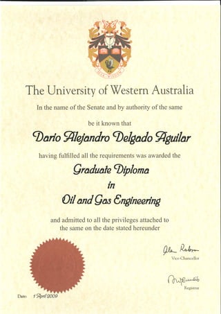 Graduate Diploma University of Western Australia