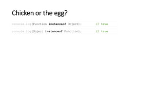 Chicken or the egg?
console.log(Object instanceof Function); // true
console.log(Function instanceof Object); // true
 