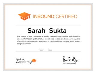 Sarah - Inbound Certification