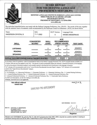 DLIFLC Official Transcript | PDF