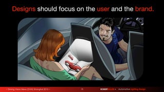 ~ Driving Vision News (DVN) Shanghai 2015 ~ ROBERTMILLER ~ Automotive Lighting Design15
Designs should focus on the user and the brand.
 