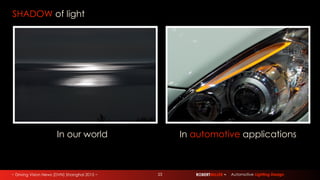 ~ Driving Vision News (DVN) Shanghai 2015 ~ ROBERTMILLER ~ Automotive Lighting Design23
SHADOW of light
In our world In automotive applications
 