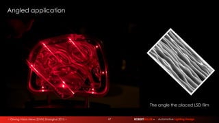 ~ Driving Vision News (DVN) Shanghai 2015 ~ ROBERTMILLER ~ Automotive Lighting Design
Angled application
The angle the placed LSD film
47
 