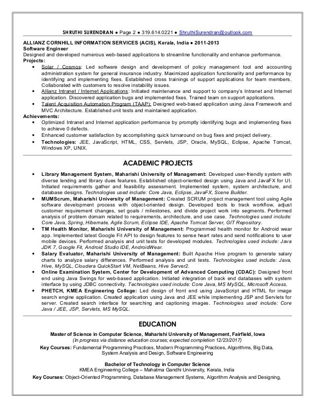 Systems analysis and design resume