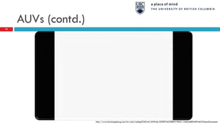 AUVs (contd.)
78
http://www.km.kongsberg.com/ks/web/nokbg0240.nsf/AllWeb/B3F87A63D8E419E5C1256A68004E946C?OpenDocument
 