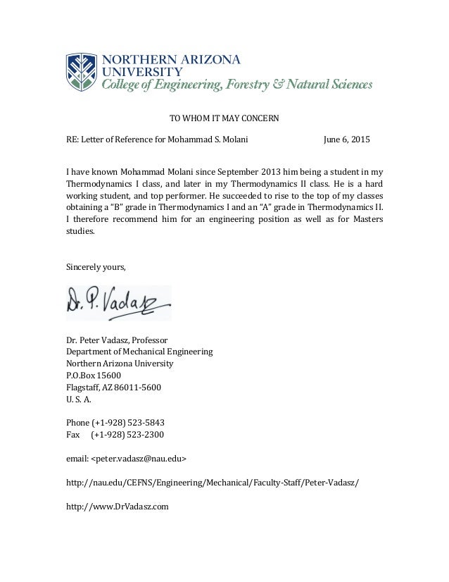 dr peter vadasz professor recommendation letter letter of recommendation engineering graduate school