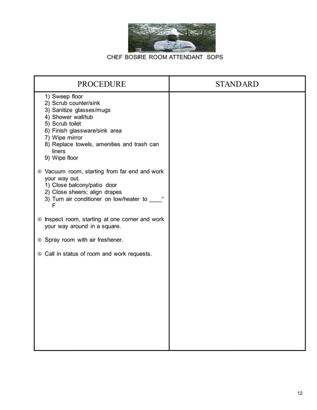 Housekeeping - Room Attendant SOP(3) | DOCX | Bath and Shower ...