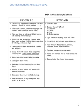 Room Upgrade Sop Examples Housekeeping - Room Attendant SOP(3) | DOCX
