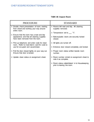 Room Upgrade Sop Examples Housekeeping - Room Attendant SOP(3) | DOCX